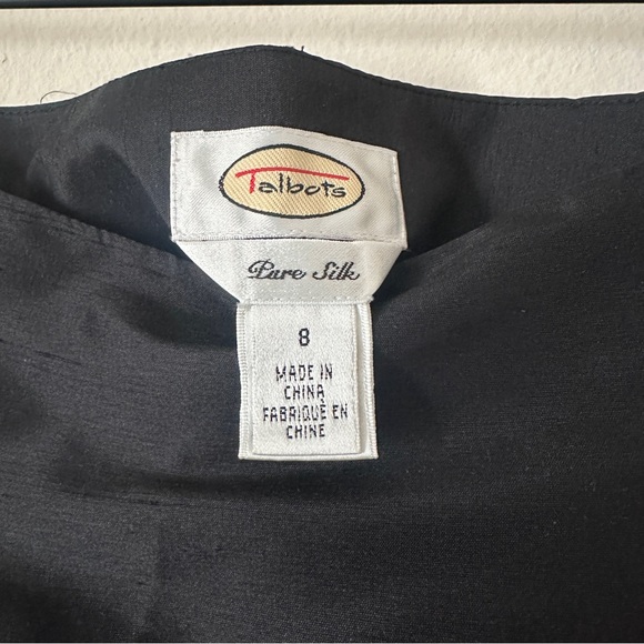 Vintage Talbots Classic Black A-Line Silk Taffeta Skirt - Picture 4 of 6